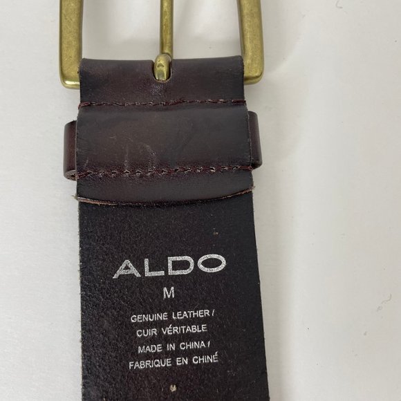Aldo Boho Wide Brown Leather Belt Stud Cut Out Brass Buckle Size M Boho Western - Picture 5 of 6